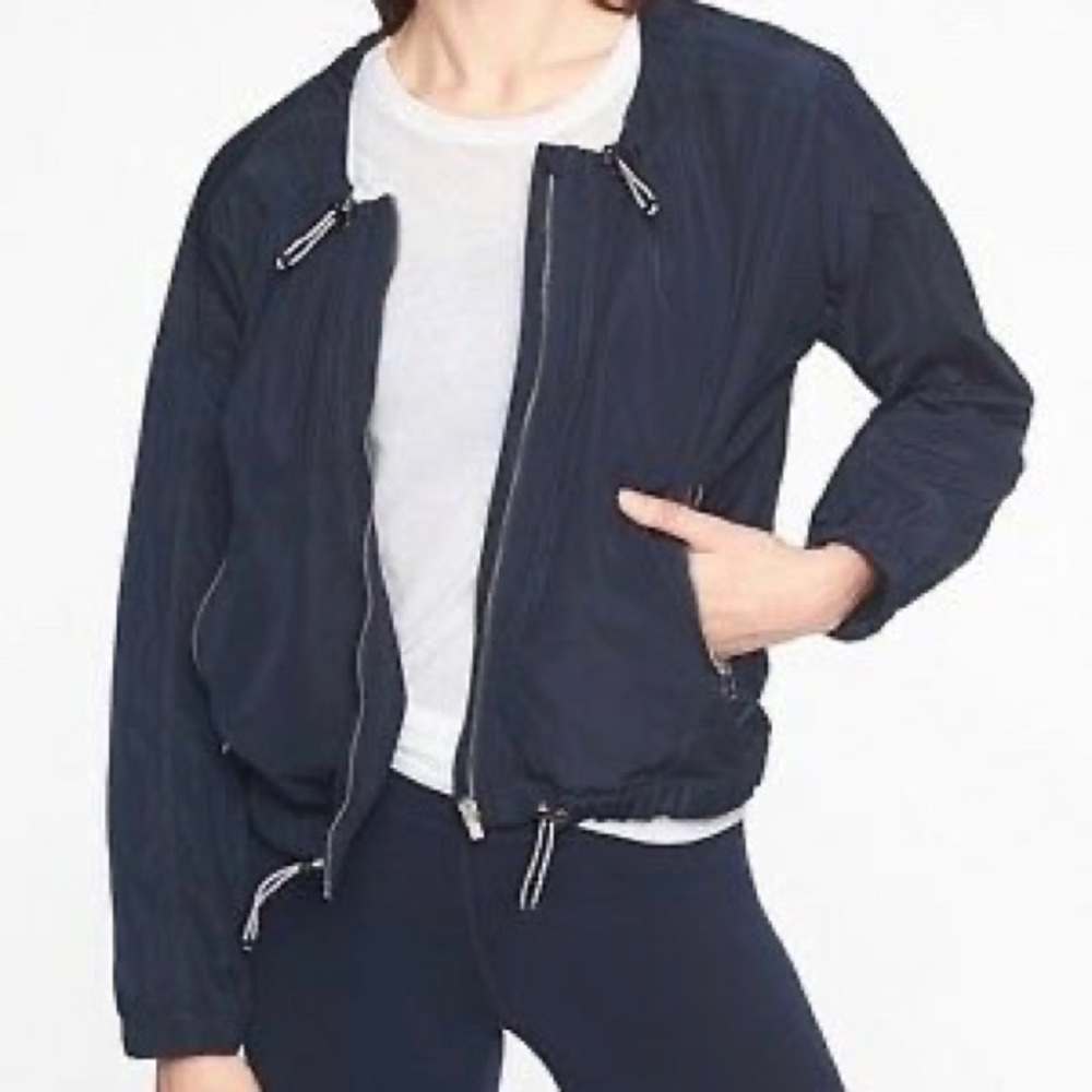 Athleta Navy Blue Chill Bomber Jacket